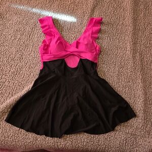 Pink and Black Ruffle Tank Dress XXL